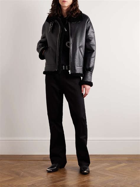 celine leather jacket buy|shearling lined black leather jacket.